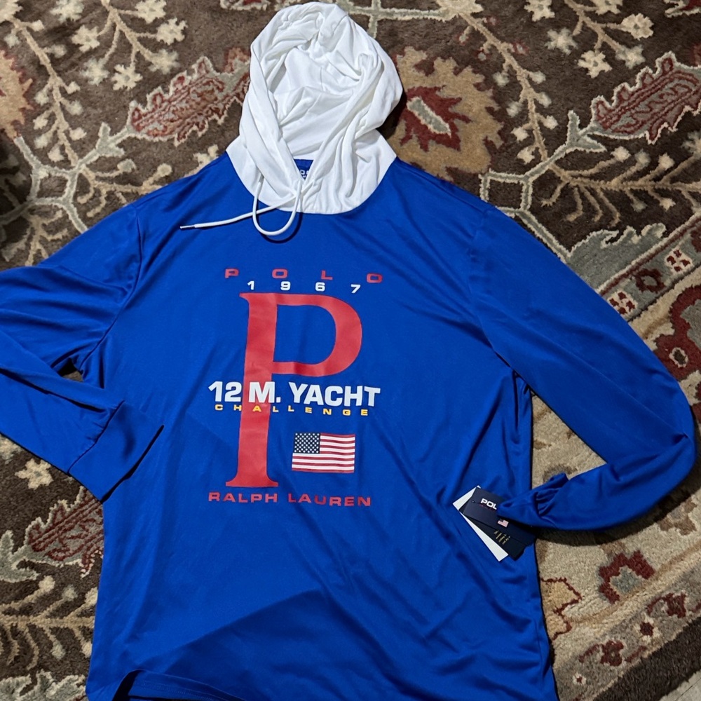 Ralph Lauren Blue and White Long Sleeve Shirt